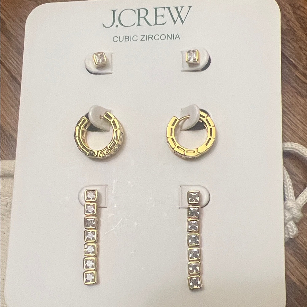 J. Crew Gold Cubic Zirconia Earring Set